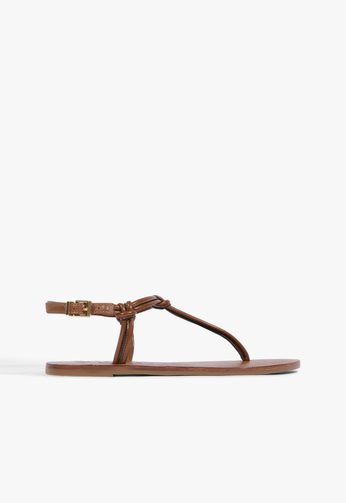 Nina Flat Sandal 5 Cognac Synthetic - Schutz Shoes