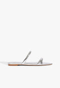 Nylle Metallic Flat Sandal 5 Silver Leather - Schutz Shoes