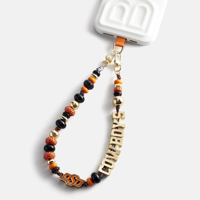 Oklahoma State University Beaded Bandana Phone Charm - Oklahoma State University