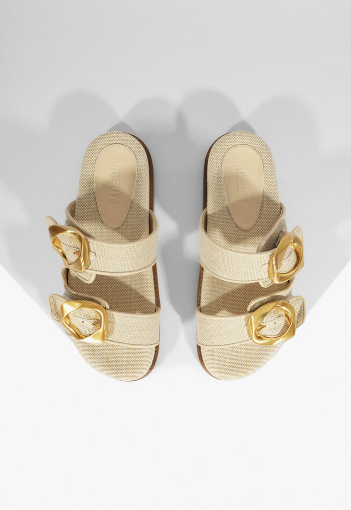 Olga Beige Linen Sporty Sandal - Schutz Shoes