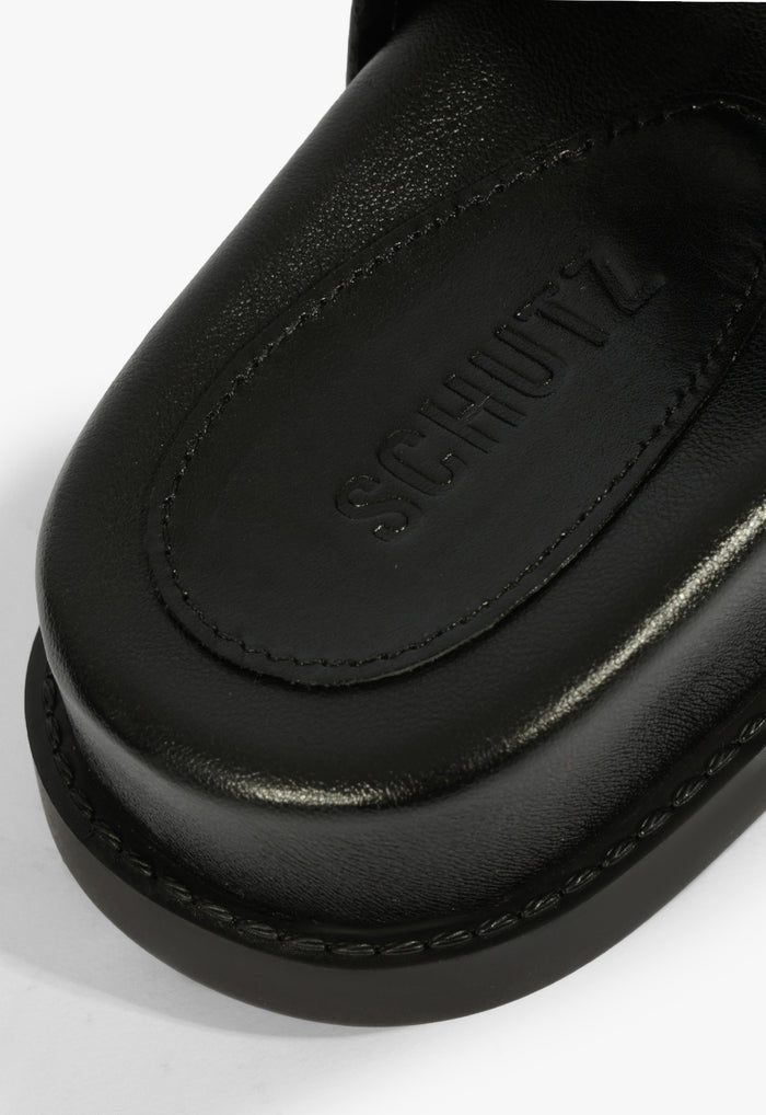 Olga Black Leather Sporty Sandal - Schutz Shoes