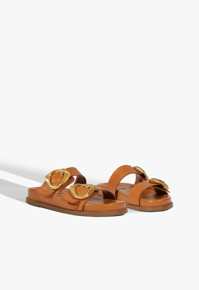 Olga Brown Leather Sporty Sandal - Schutz Shoes