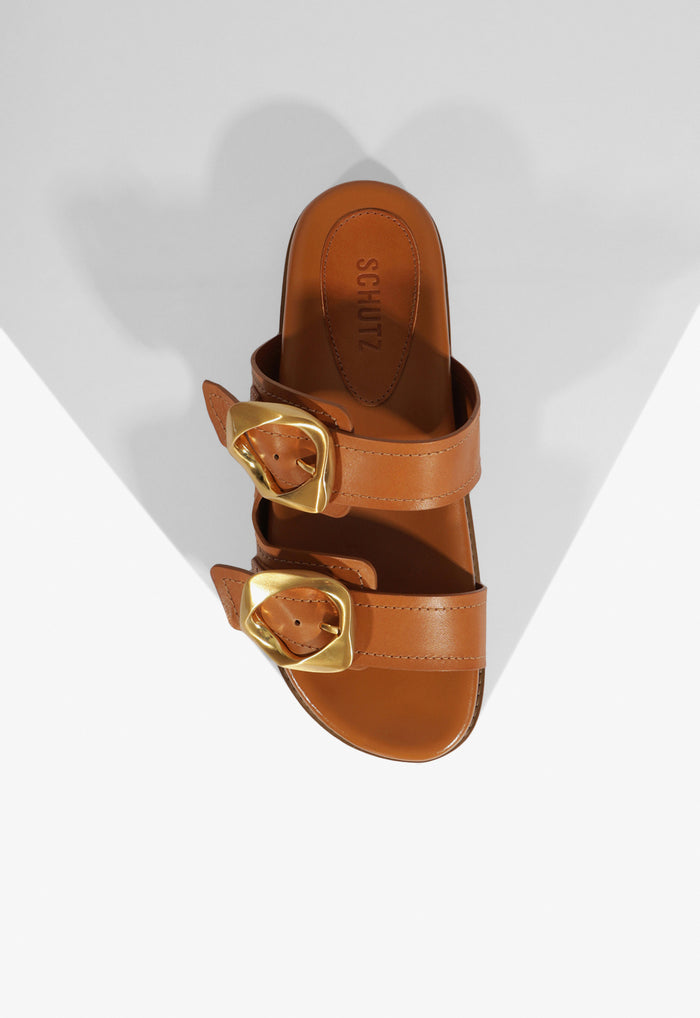 Olga Brown Leather Sporty Sandal - Schutz Shoes
