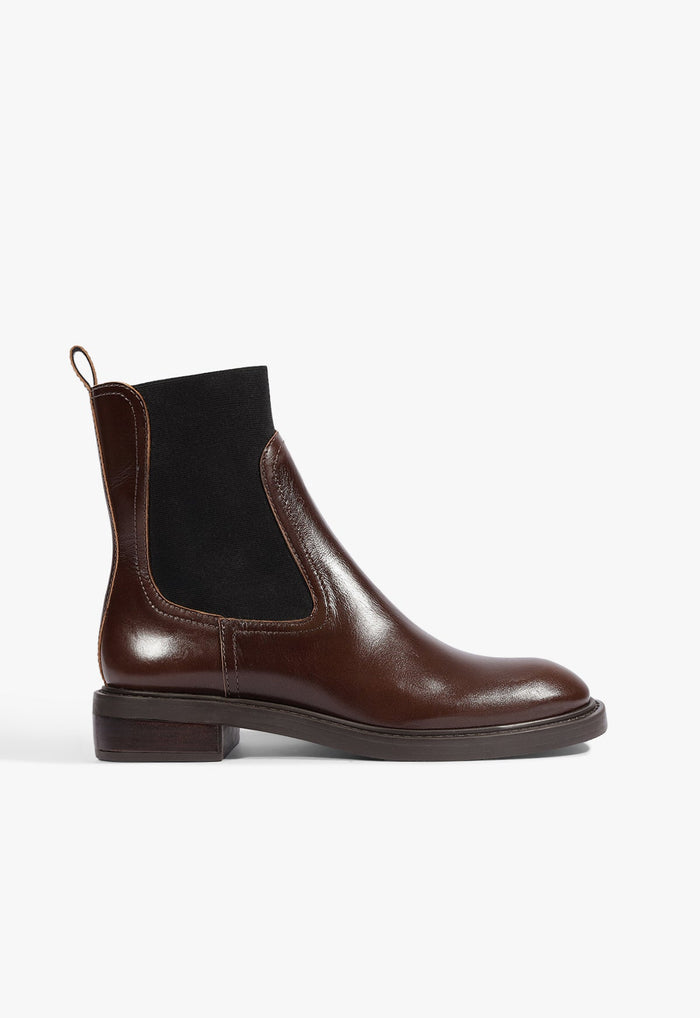 Olivia Leather Bootie 5 Root Brown Leather - Schutz Shoes