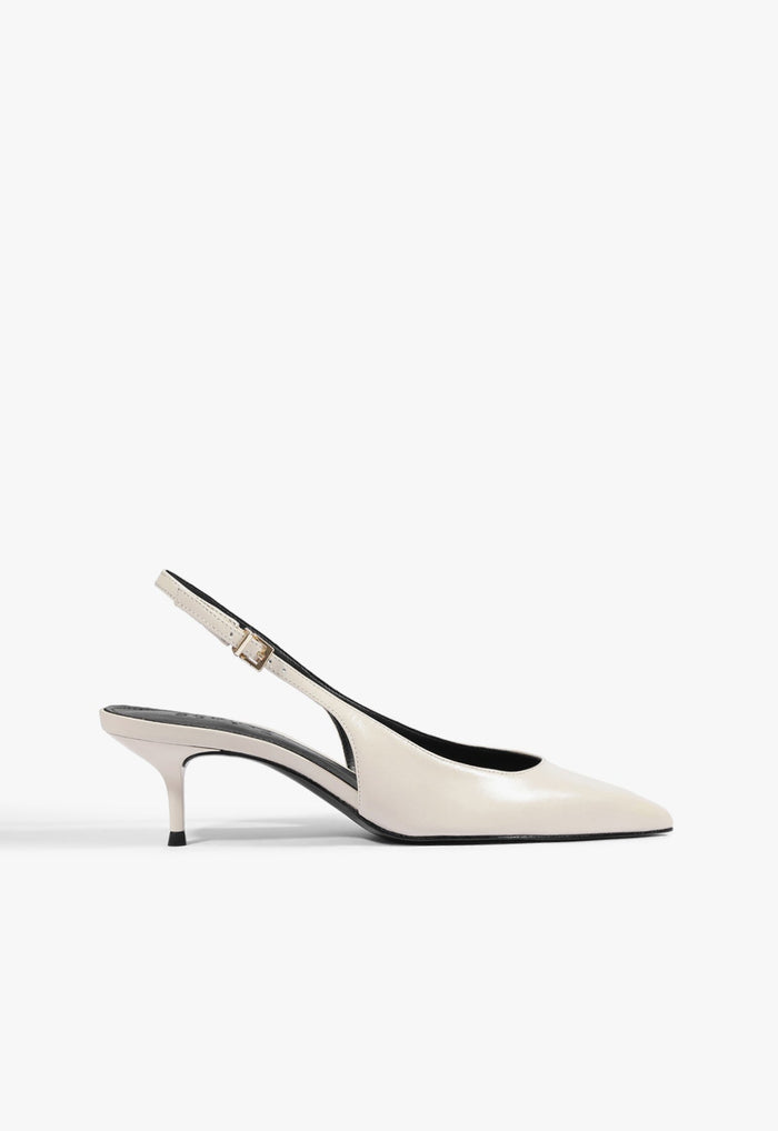 Paola Mid Leather Pump 5 Sugar White Leather - Schutz Shoes