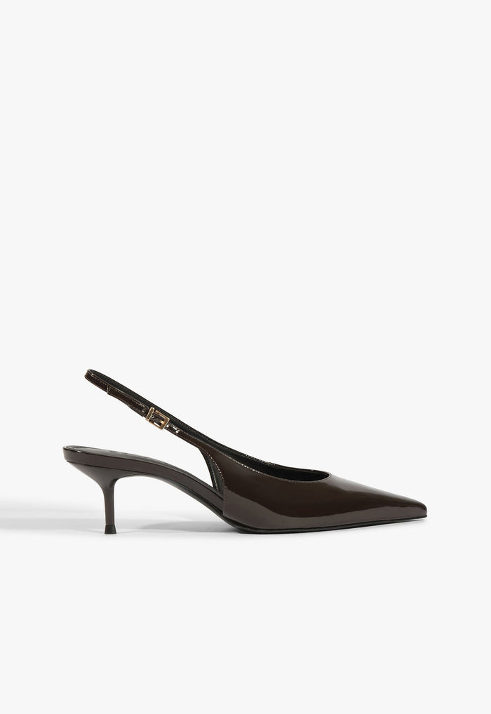 Paola Mid Patent Leather Pump 5 Dark Brown Patent - Schutz Shoes