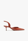 Paola Mid Sling Pump 5 Orange Croc - Schutz Shoes