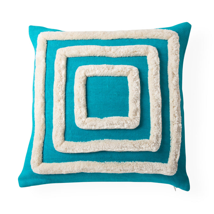 pimlico squares pillow linen blue - front view