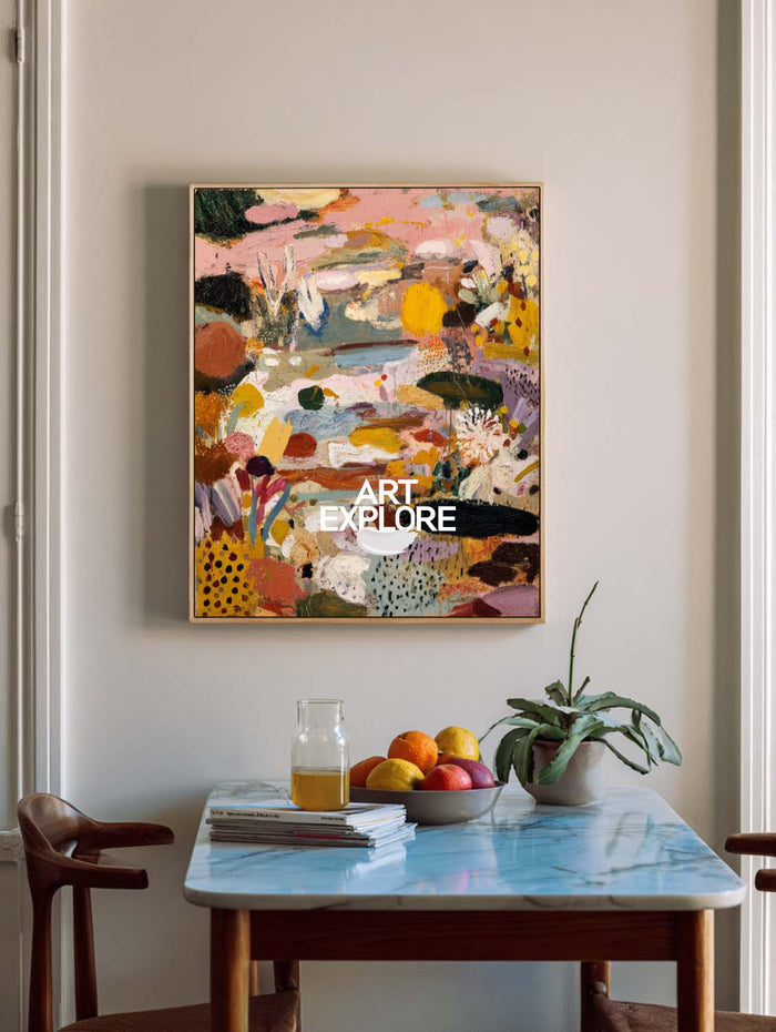 Handmade Modern Art Pink Landscape, Large Textured Minimalist Wall Art ArtExplore