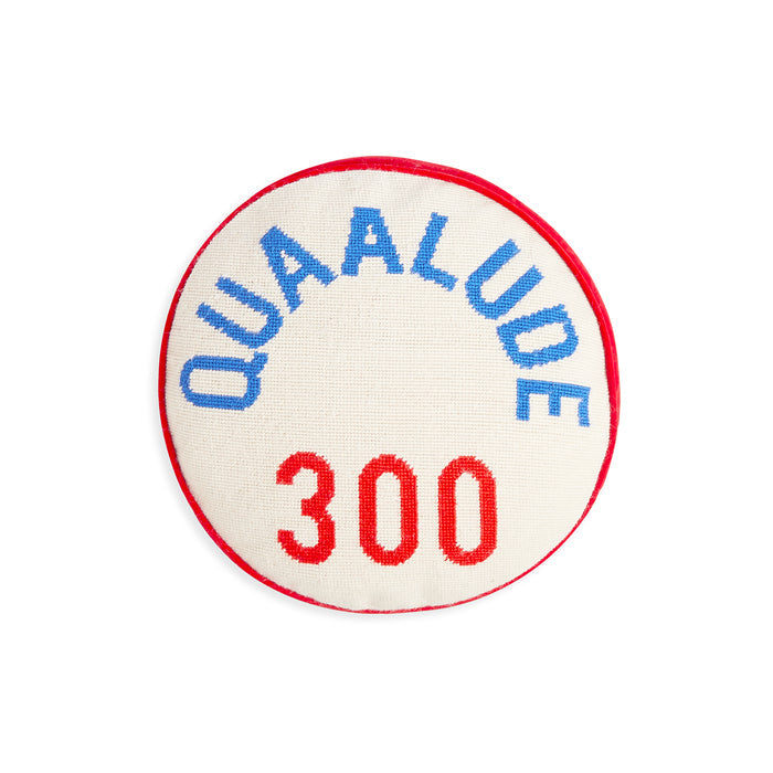 prescription quaalude pillow needlepoint red white blue - front view