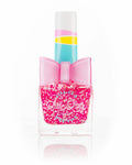 Princess Kisses pink nail polish bottle with an adorable bow, designed for kids, offering a berry scent and fun, safe, stylish mini-manicure experience.