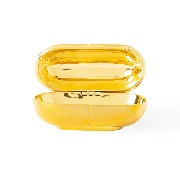 prozac pill box brass - details view