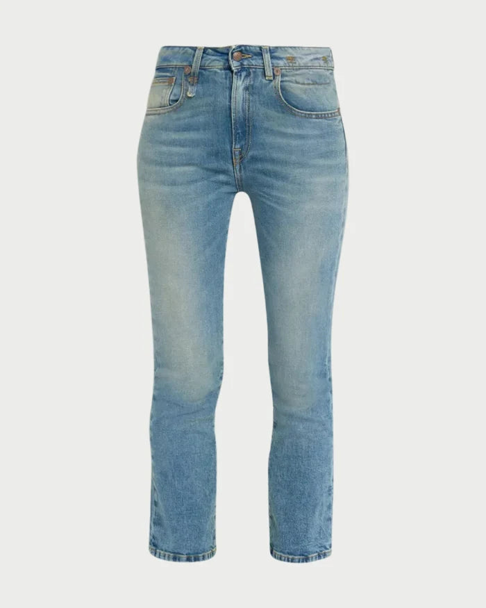 Light blue jeans on a white background