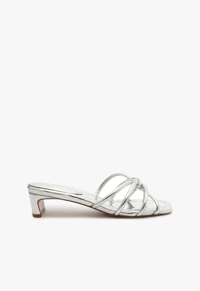 Rachel Mule Metallic Leather Sandal 5 Silver Metallic Leather - Schutz Shoes