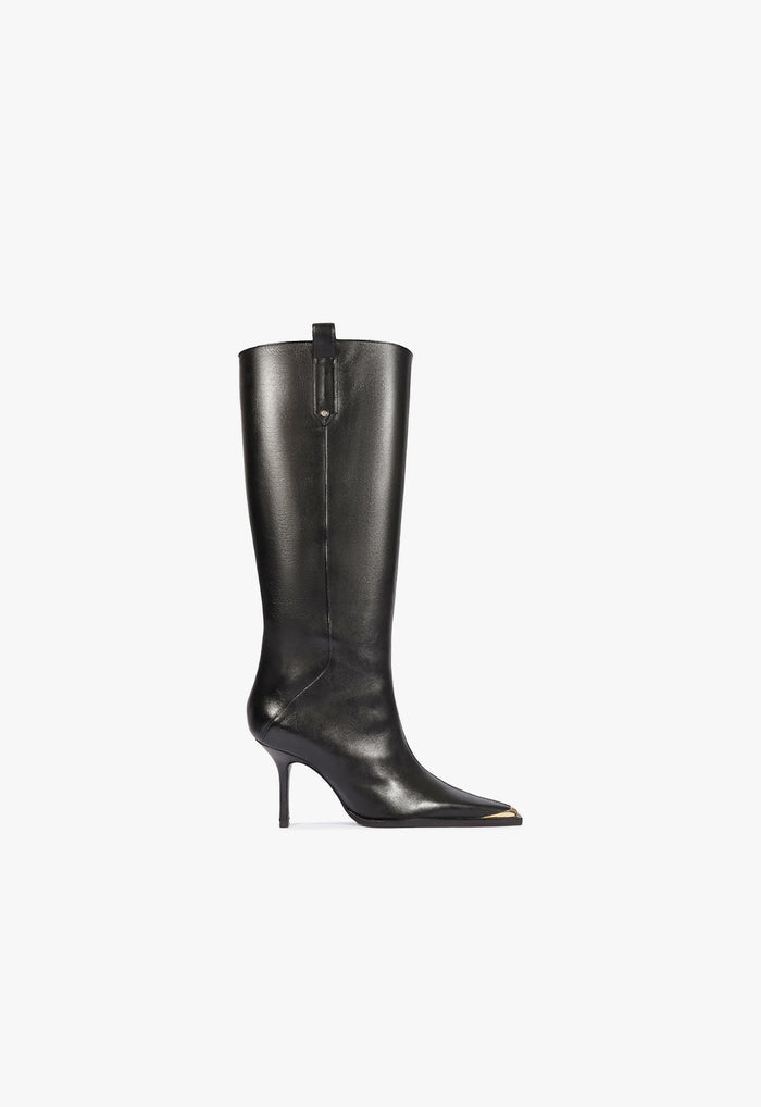 Raffaela Up Cap Toe Boot 5 Black Leather - Schutz Shoes
