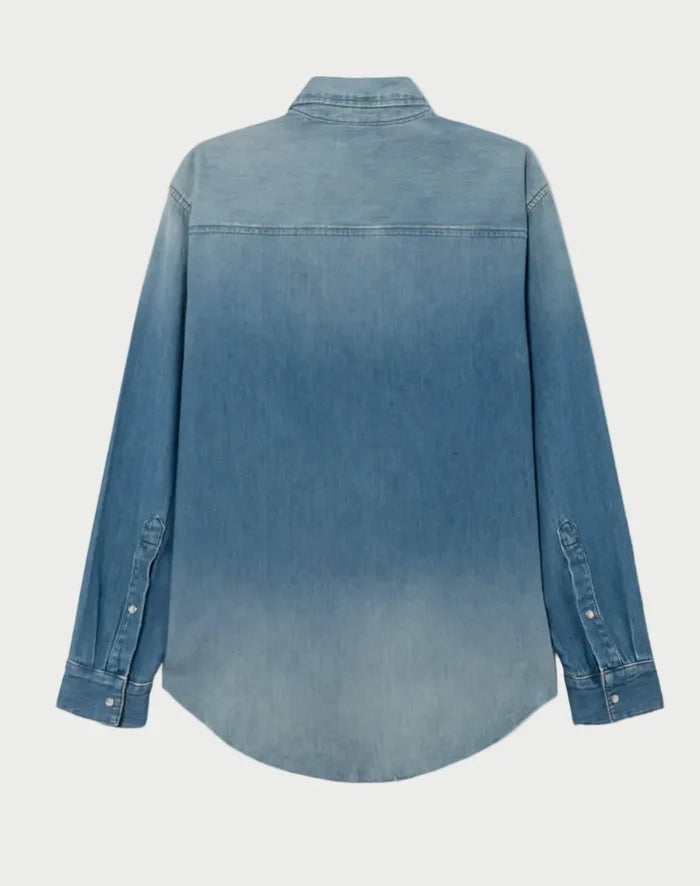 Blue denim shirt on a white background
