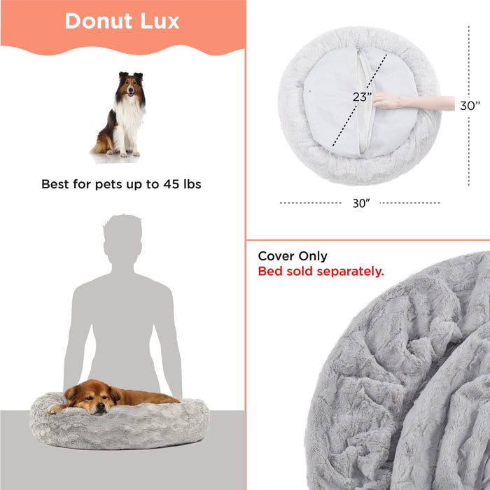 Replacement Cover for Calming Donut Dog Bed in Lux Fur - 30"x30"