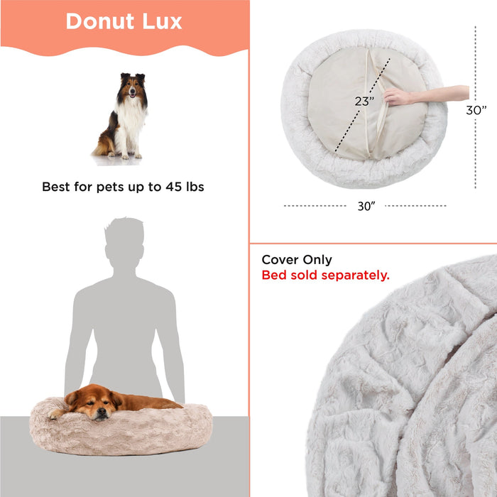 Replacement Cover for Calming Donut Dog Bed in Lux Fur - 30"x30"