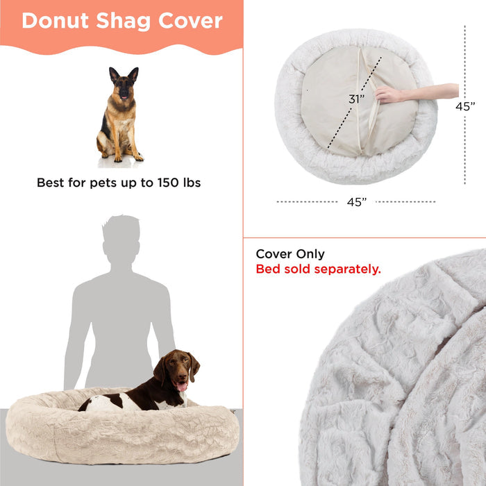 Replacement Cover for Calming Donut Dog Bed in Lux Fur - 45"x45"