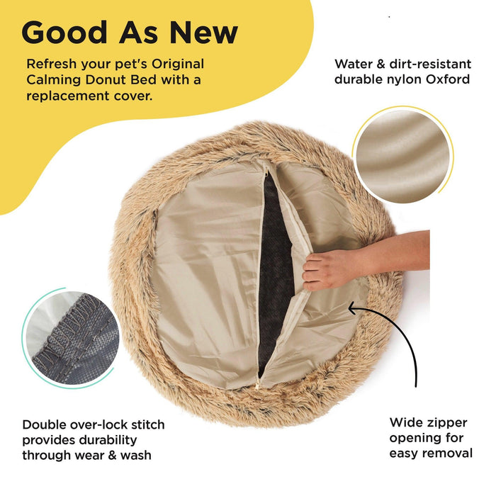 Replacement Shell Cover for The Original Calming Donut Dog Bed in Shag Fur - 36"x36"