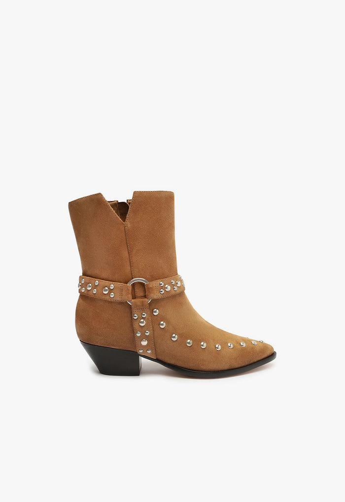 Rhiannon Suede Bootie 5 Western Brown Suede - Schutz Shoes