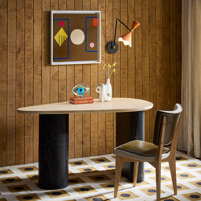 Ripple Articulating Sconce with Oeuf Travertine Desk