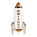 whiskey rocket decanter porcelain white black gold - front view
