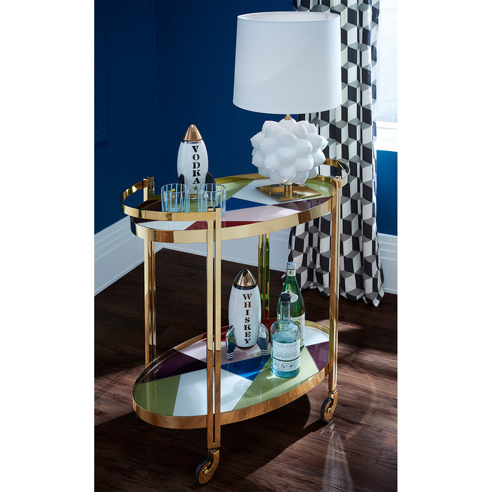 whiskey rocket decanter georgia table lamp torino bar cart - styled view 2