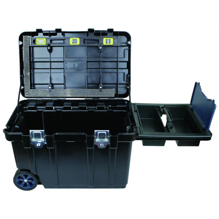 6531BK Rolling Tote Storage Cabinet Shown Open props not included