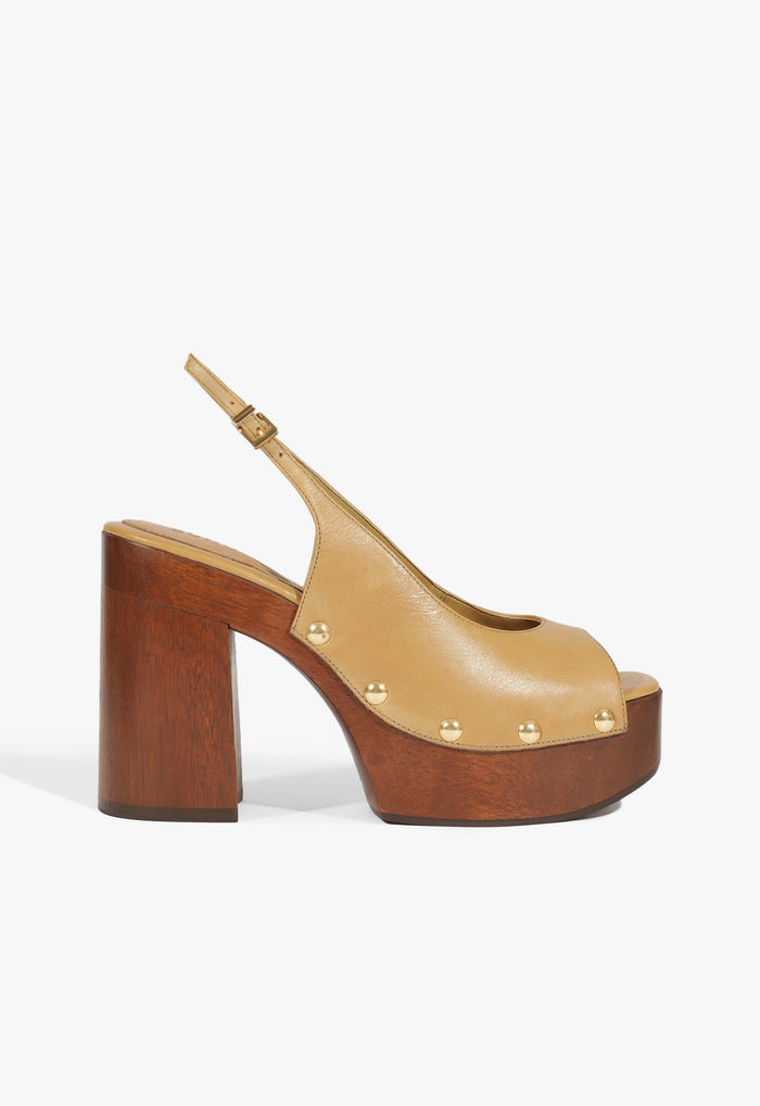 Rose Sling Leather Sandal 5 Fig Leather - Schutz Shoes