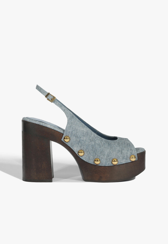 Rose Sling Leather Sandal 5 Infinite Blue Leather - Schutz Shoes