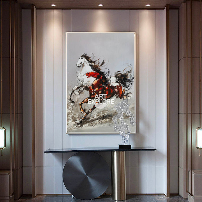Rich Textured Running Horse Wall Art Modern Horse Textured Canvas Wall Art Horse Acrylic Painting For Sale