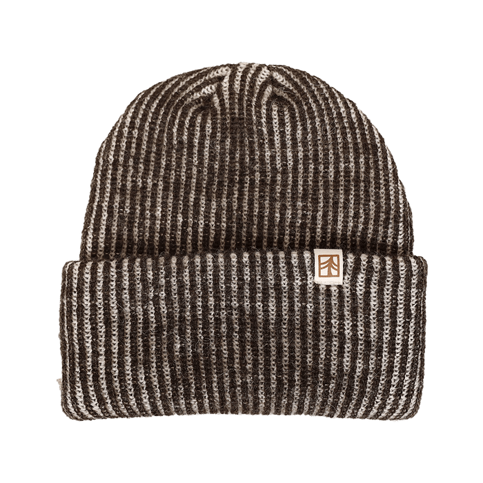 Rustek Alpaca Stripe Beanie | Espresso/Natural