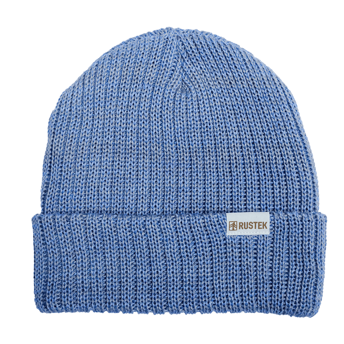 Rustek Double Rib 100% Merino Wool Beanie | Baby Blue/Gray Melange