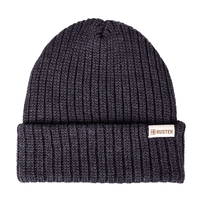 Rustek Double Rib 100% Merino Wool Beanie | Charcoal