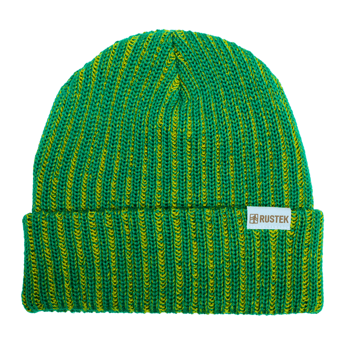 Rustek Double Rib 100% Merino Wool Beanie | Green/Yellow