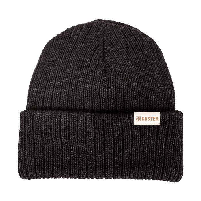 Rustek Double Rib 100% Merino Wool Beanie | Heather Black