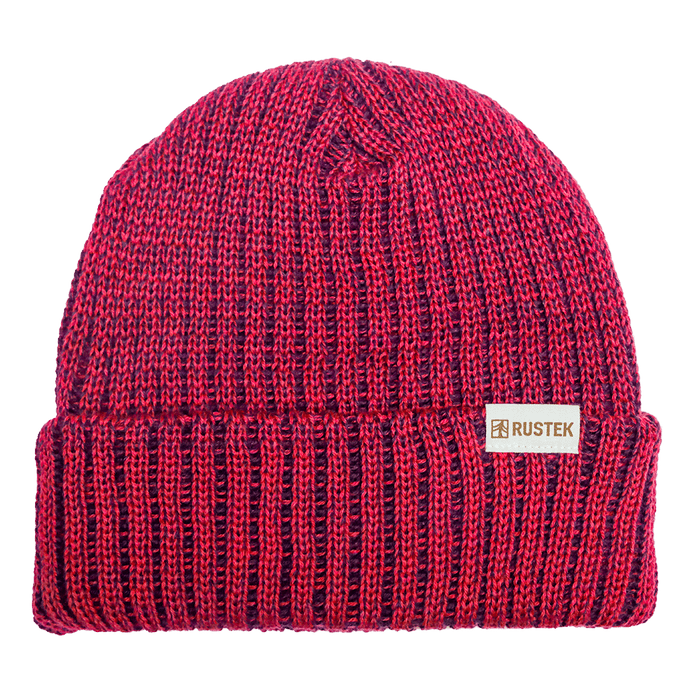 Rustek Double Rib 100% Merino Wool Beanie | Pink/Purple