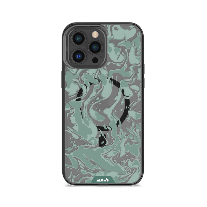 iPhone Magsafe Compatible Marbled Sage Green Clear Case Protective | iPhone 14 Pro,iPhone 14 Pro Max
