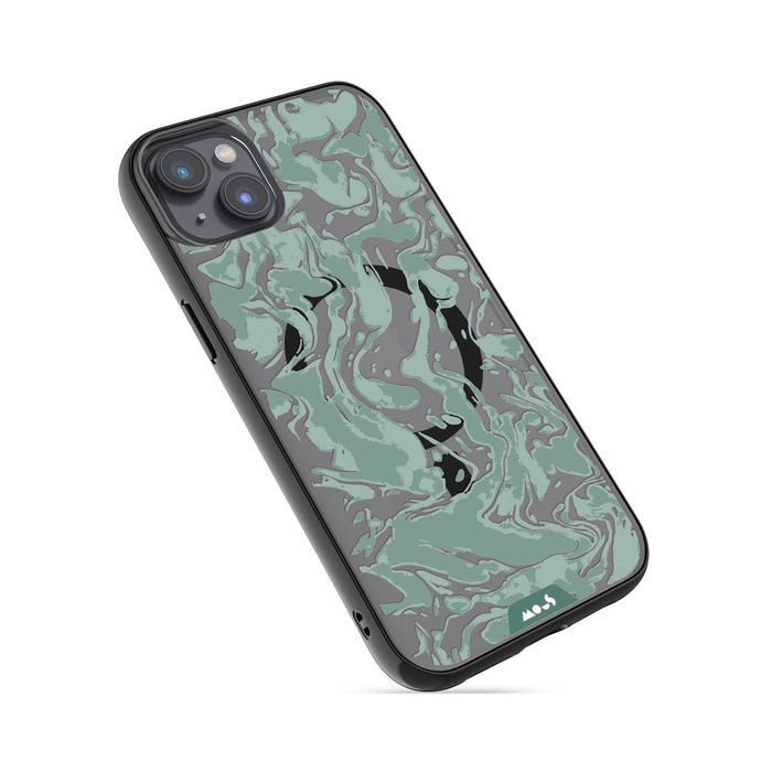 iPhone Magsafe Compatible Marbled Sage Green Clear Case Protective | iPhone 14 Plus,iPhone 14,iPhone 15,iPhone 15 Plus