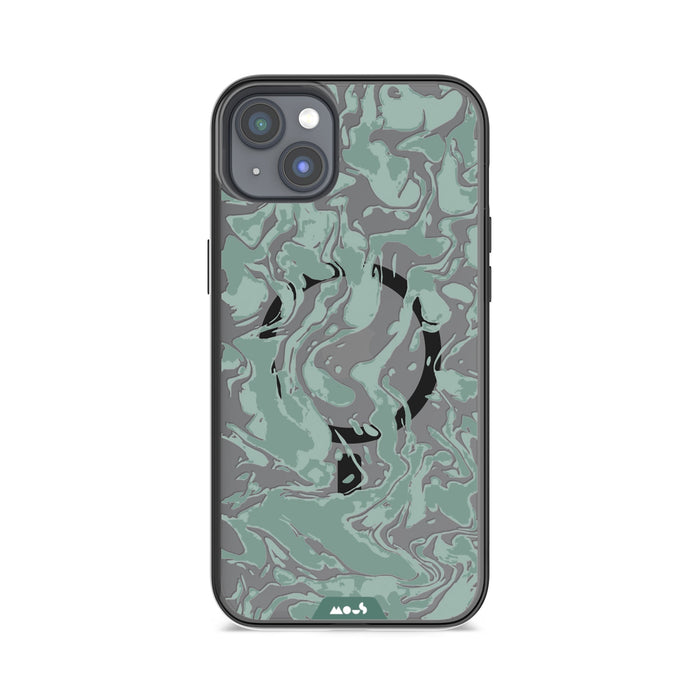 iPhone Magsafe Compatible Marbled Sage Green Clear Case Protective | iPhone 14 Plus,iPhone 14,iPhone 15,iPhone 15 Plus