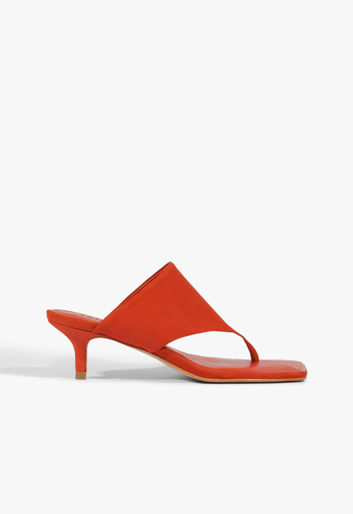 Sage Suede Stiletto Sandal 5 Orange Clay Suede - Schutz Shoes