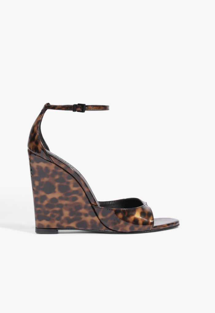 Scarlett Tortoise Wedge Sandal 5 Brown Patent - Schutz Shoes