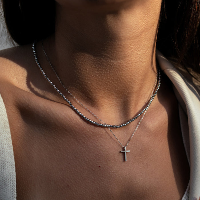 Seaside Stretch Necklace Silver