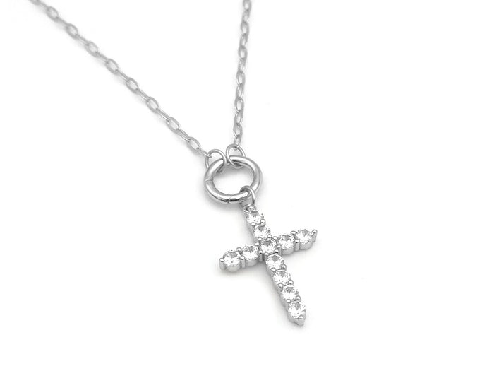Set 5 SILVER: Small Paperclip Chain Large Sparkling Cross | LINK, design your own