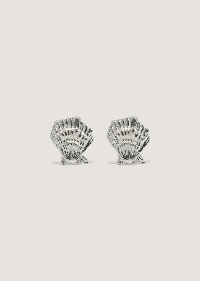 Shell Stud Earrings Silver