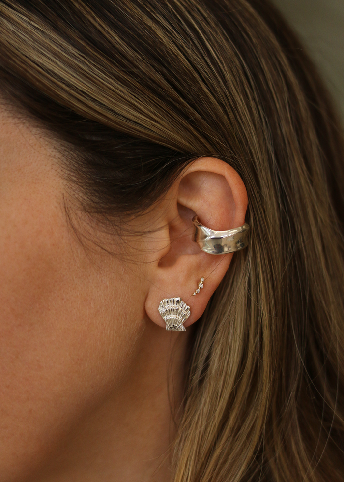 Shell Stud Earrings Silver