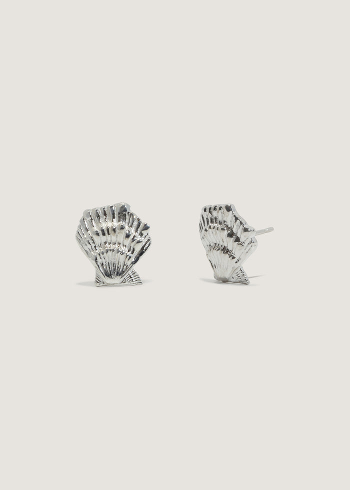 Shell Stud Earrings Silver