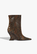 Siena Bootie Leather Bootie 5 Pecan Brown Snake - Schutz Shoes