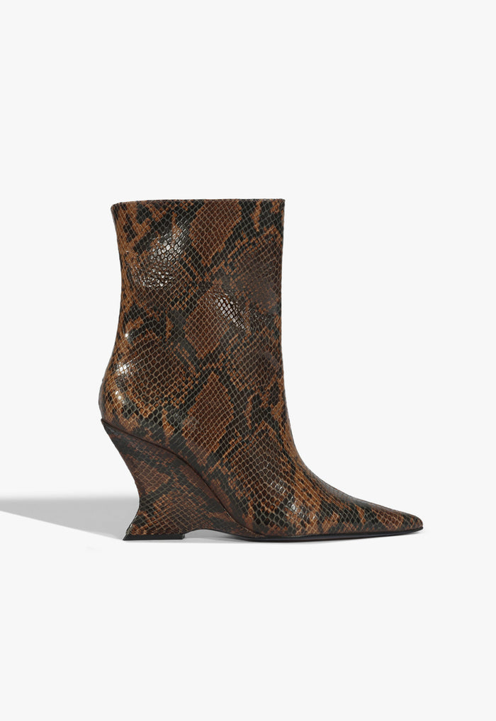 Siena Bootie Leather Bootie 5 Pecan Brown Snake - Schutz Shoes